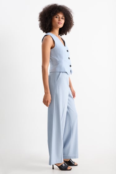 Dona - Pantalons formals - mid waist - wide leg - Mix & Match - blau clar