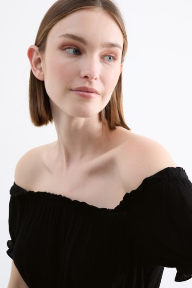 Damen - Viskose-Carmen-Kleid - schwarz