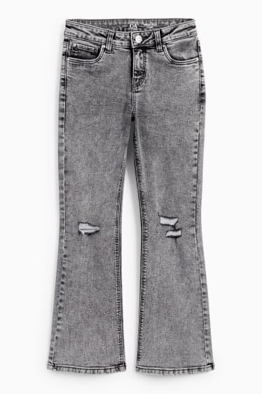 Dzieci dziewczynki - Flared jeans - dżins-szary