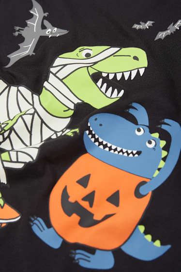 Bambini - Halloween - dinosauri - maglia a maniche lunghe - Glow in the dark - nero