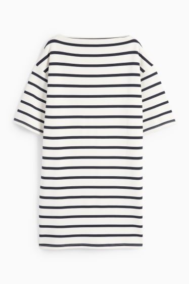 Damen - T-Shirt-Kleid - gestreift - cremeweiß