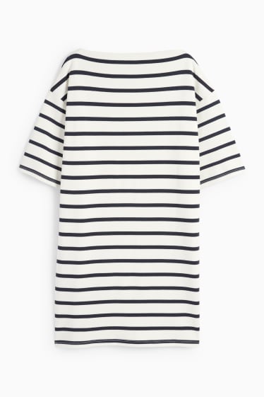 Damen - T-Shirt-Kleid - gestreift - cremeweiß