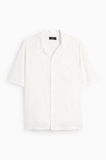 Heren - Overhemd - relaxed fit - reverskraag - crème wit