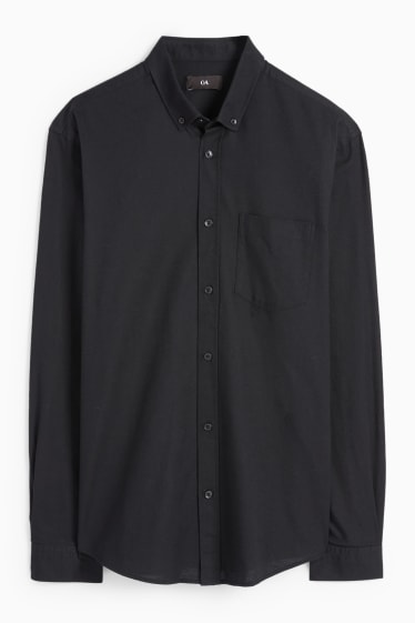 Men - Shirt - regular fit - button-down collar - black