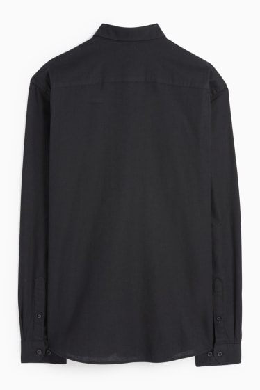 Men - Shirt - regular fit - button-down collar - black