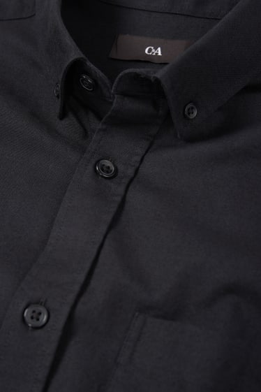 Men - Shirt - regular fit - button-down collar - black