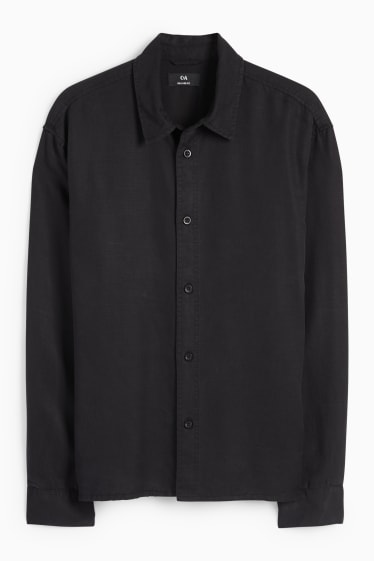 Uomo - Camicia - relaxed fit - collo all'italiana - nero