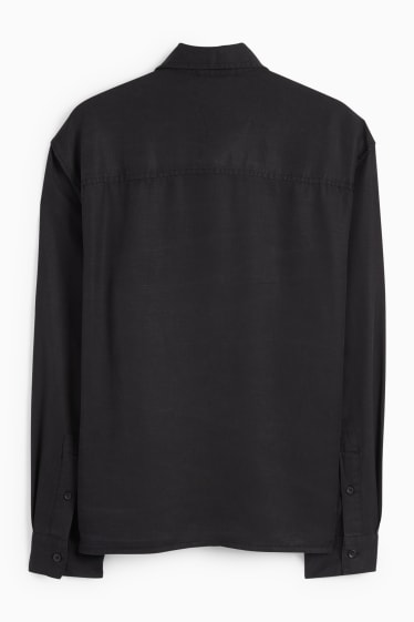 Uomo - Camicia - relaxed fit - collo all'italiana - nero