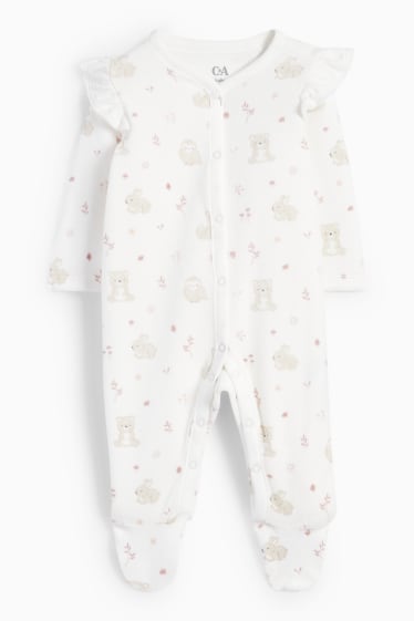 Baby: meisjes - Bosdieren - babypyjama - crème wit