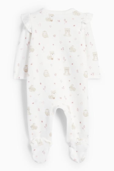 Baby: meisjes - Bosdieren - babypyjama - crème wit