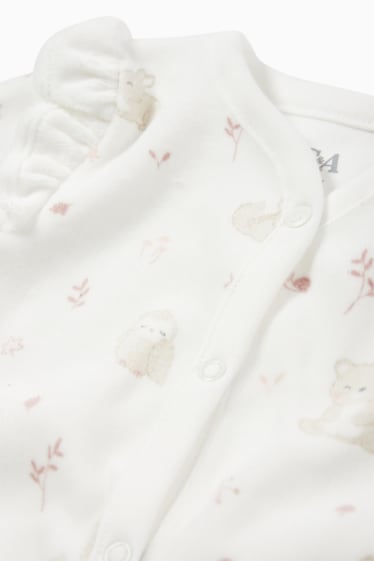 Baby: meisjes - Bosdieren - babypyjama - crème wit