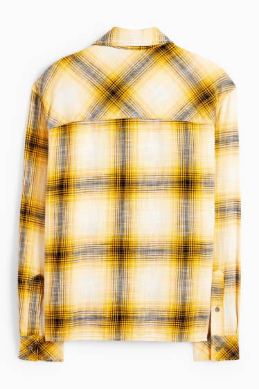 Heren - Overhemd - relaxed fit - kent - geruit - geel