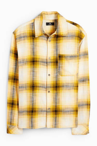 Heren - Overhemd - relaxed fit - kent - geruit - geel