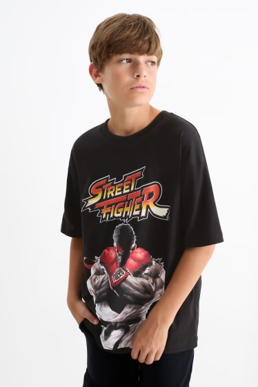 Kinder Jungen - Street Fighter - Kurzarmshirt - schwarz