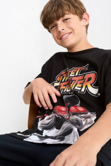 Kinder Jungen - Street Fighter - Kurzarmshirt - schwarz