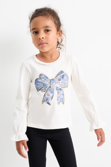 Copii - Fete - Fundă - tricou cu mânecă lungă - alb-crem