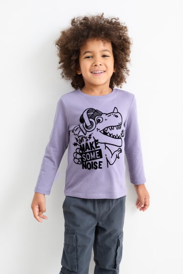 Kinder Jungen - Drachen - Langarmshirt - violett