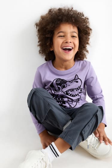 Kinder Jungen - Drachen - Langarmshirt - violett