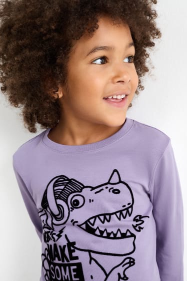 Kinder Jungen - Drachen - Langarmshirt - violett