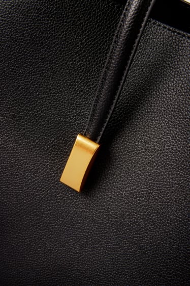 Damen - Shopper - Lederimitat - schwarz