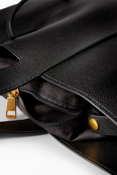 Damen - Shopper - Lederimitat - schwarz