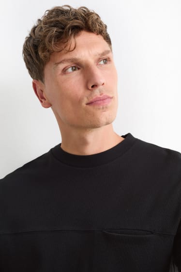 Heren - Longsleeve - met structuur - zwart