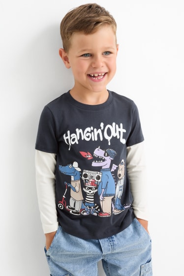 Bambini - Skate - maglia a maniche lunghe - effetto 2 in 1 - blu scuro