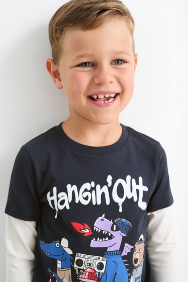 Bambini - Skate - maglia a maniche lunghe - effetto 2 in 1 - blu scuro