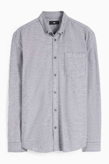 Herren - Hemd - Regular Fit - Button-down - grau