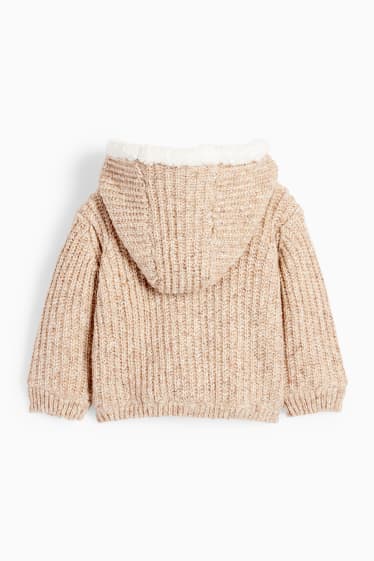Baby Jungen - Baby-Strickjacke mit Kapuze - hellbraun