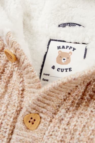 Baby Jungen - Baby-Strickjacke mit Kapuze - hellbraun