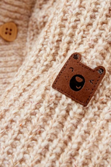 Baby Jungen - Baby-Strickjacke mit Kapuze - hellbraun