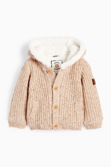 Baby Jungen - Baby-Strickjacke mit Kapuze - hellbraun