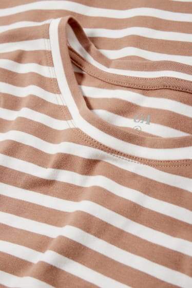 Donna - Maglia a maniche lunghe basic - a righe - bianco / beige