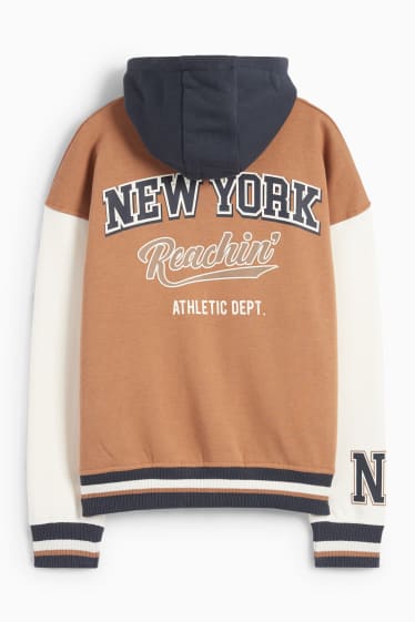 Children Boys - Varsity jacket with hood - light brown