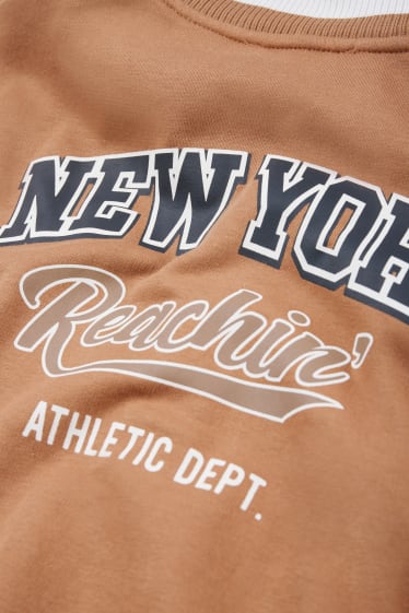 Children Boys - Varsity jacket with hood - light brown