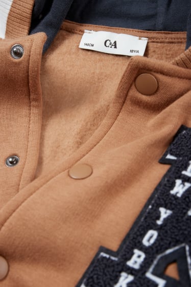 Children Boys - Varsity jacket with hood - light brown