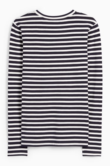 Donna - Maglia a maniche lunghe basic - a righe - blu scuro