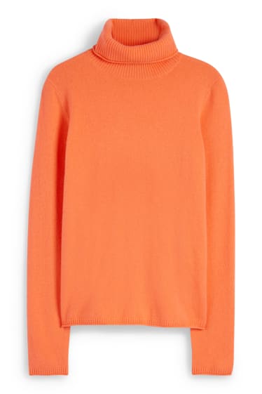 Damen - Kaschmir-Rollkragenpullover - orange