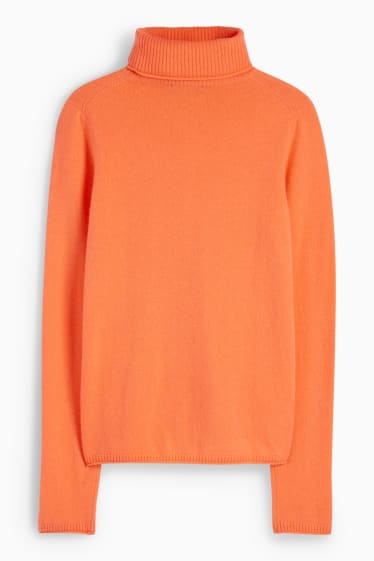 Damen - Kaschmir-Rollkragenpullover - orange