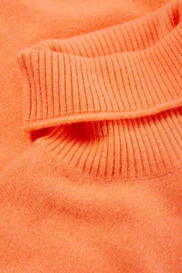 Damen - Kaschmir-Rollkragenpullover - orange