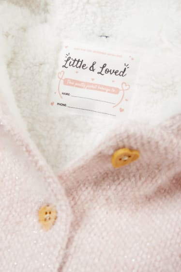 Baby Mädchen - Baby-Strickjacke mit Kapuze - rosa