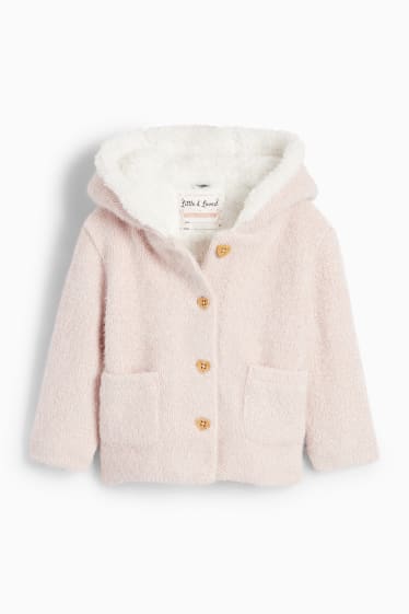 Baby Mädchen - Baby-Strickjacke mit Kapuze - rosa