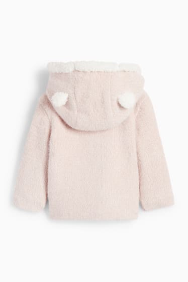 Baby Mädchen - Baby-Strickjacke mit Kapuze - rosa