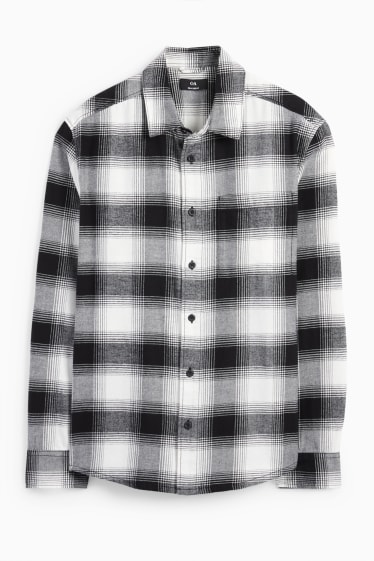 Men - Shirt - regular fit - kent collar - check - black