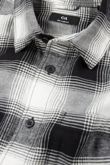 Men - Shirt - regular fit - kent collar - check - black