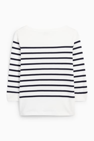 Women - Long sleeve top - striped - blue / white