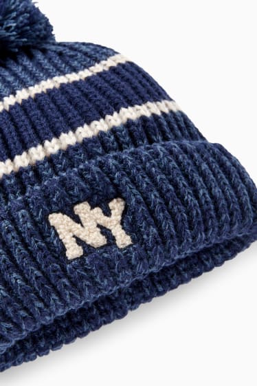 Baby: jongens - New York - gebreide babymuts - donkerblauw