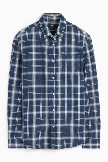 Herren - Hemd - Regular Fit - Button-down - kariert - dunkelblau