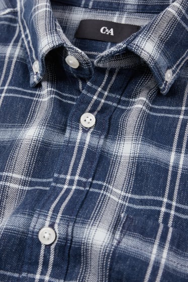 Herren - Hemd - Regular Fit - Button-down - kariert - dunkelblau